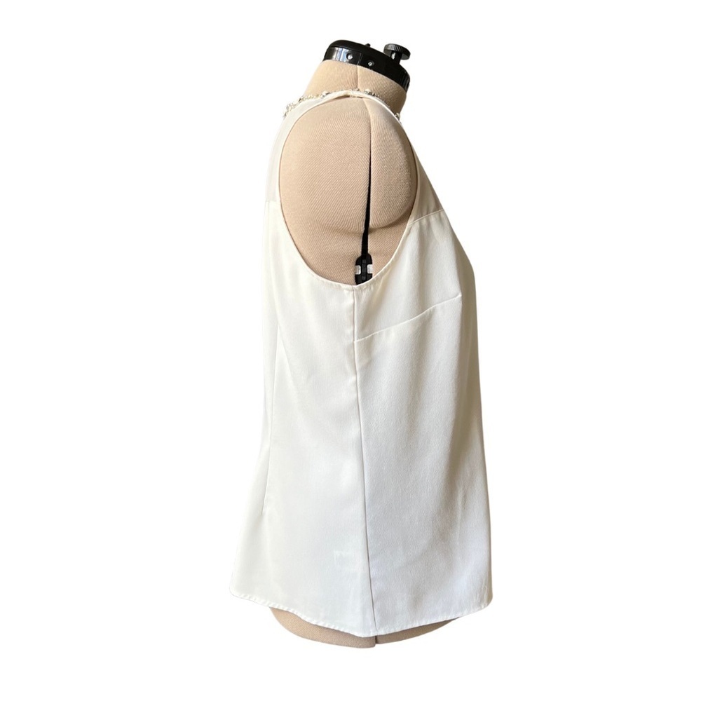 Ann Taylor [Size 14] Sheer Cream Sleeveless Top with Rhinestones - Picture 6 of 11